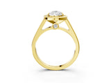 Yellow gold Pear Halo Solitaire Diamond Ring with Pave Band and Bezel Setting_50