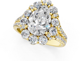 Yellow gold Pear Halo Split Shank Diamond Engagement Ring with Pave Band and Four-Prong Setting_54