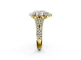 Yellow gold Pear Halo Split Shank Diamond Engagement Ring with Pave Band and Four-Prong Setting_55