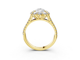 Yellow gold Pear Halo Split Shank Diamond Engagement Ring with Pave Band and Four-Prong Setting_56