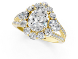 Yellow gold Pear Halo Split Shank Diamond Engagement Ring with Prong Setting_21