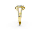 Yellow gold Pear Halo Split Shank Diamond Ring with Four-Prong Setting_38