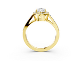 Yellow gold Pear Halo Split Shank Diamond Ring with Four-Prong Setting_39