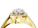 Yellow gold Pear Halo Split Shank Diamond Ring with Four-Prong Setting_40