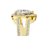 Yellow gold Pear Halo Split Shank Diamond Ring with Four-Prong Setting_41