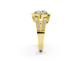 Yellow gold Pear Halo Split Shank Diamond Ring with Milgrain Prong Setting_8