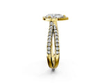 Yellow gold Pear Halo Split Shank Diamond Ring with Pavé Setting 2