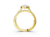 Yellow gold Pear Halo Split Shank Diamond Ring with Pavé Setting 3