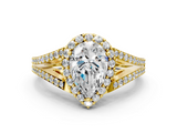 Yellow gold Pear Halo Split Shank Diamond Ring with Prong Setting_20