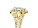 Yellow gold Pear Halo Split Shank Diamond Ring with Prong Setting_25