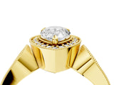 Yellow gold Pear Halo Split Shank Milgrain Diamond Ring_22