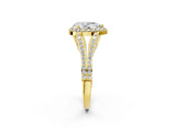 Yellow gold Pear Halo Split Shank Pave Diamond Ring with Four-Prong Setting_49