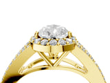 Yellow gold Pear Halo Split Shank Pave Diamond Ring with Four-Prong Setting_51