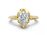 Yellow gold Pear Halo Split Shank Pave Diamond Ring with Petal Prong Setting_21