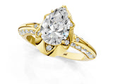 Yellow gold Pear Halo Split Shank Pave Diamond Ring with Petal Prong Setting_22