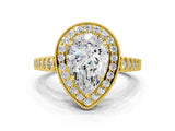 Yellow gold Pear Halo Twist Band Solitaire Ring with Six-Prong Setting_37