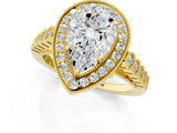 Yellow gold Pear Halo Twist Band Solitaire Ring with Six-Prong Setting_38