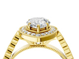 Yellow gold Pear Halo Twist Band Solitaire Ring with Six-Prong Setting_41