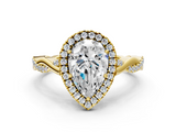 Yellow gold Pear Halo Twist Band Solitaire Ring_20