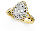 Yellow gold Pear Halo Twist Band Solitaire Ring_21
