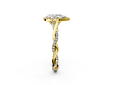 Yellow gold Pear Halo Twist Band Solitaire Ring_22