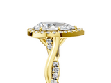 Yellow gold Pear Halo Twist Band Solitaire Ring_25
