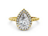Yellow gold Pear Halo Twisted Band Four-Prong Diamond Ring_17