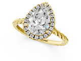 Yellow gold Pear Halo Twisted Band Four-Prong Diamond Ring_18
