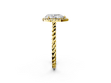 Yellow gold Pear Halo Twisted Band Four-Prong Diamond Ring_19