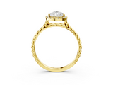Yellow gold Pear Halo Twisted Band Four-Prong Diamond Ring_20