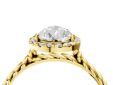Yellow gold Pear Halo Twisted Band Four-Prong Diamond Ring_21