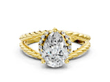 Yellow gold Pear Halo Twisted Band Four-Prong Ring_33