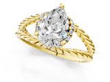 Yellow gold Pear Halo Twisted Band Four-Prong Ring_34