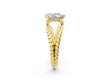 Yellow gold Pear Halo Twisted Band Four-Prong Ring_35