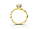 Yellow gold Pear Halo Twisted Band Four-Prong Ring_36