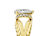 Yellow gold Pear Halo Twisted Band Four-Prong Ring_38