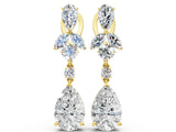 Yellow gold Pear, Marquise and Round Diamond Vancouver Drop Earrings