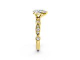 Yellow gold Pear Milgrain Bezel Diamond Engagement Ring with Solitaire Prong Setting_164