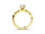 Yellow gold Pear Milgrain Bezel Diamond Engagement Ring with Solitaire Prong Setting_165