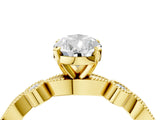 Yellow gold Pear Milgrain Bezel Diamond Engagement Ring with Solitaire Prong Setting_166