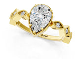 Yellow gold Pear Milgrain Marquise Diamond Twist Band Ring_40