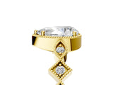 Yellow gold Pear Milgrain Marquise Diamond Twist Band Ring_44