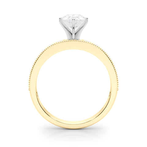 Yellow gold Pear Milgrain Pave Diamond Engagement Ring with Four-Prong Setting 2