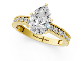 Yellow gold Pear Milgrain Pave Diamond Engagement Ring with Four-Prong Setting_134