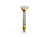 Yellow gold Pear Milgrain Pave Diamond Engagement Ring with Four-Prong Setting_135