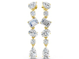Yellow gold Pear, Oval, Emerald and Round Diamond Waterfall Drop Earrings_4