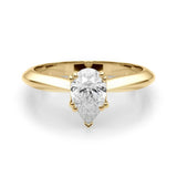 Yellow gold Pear-Shaped Solitaire Diamond Ring with Tapered Band and Six-Prong Setting 1