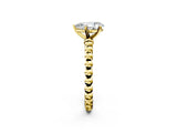 Yellow gold Pear Solitaire Beaded Band Prong Setting Ring 2