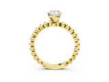 Yellow gold Pear Solitaire Beaded Band Prong Setting Ring 3