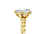 Yellow gold Pear Solitaire Beaded Band Prong Setting Ring 5